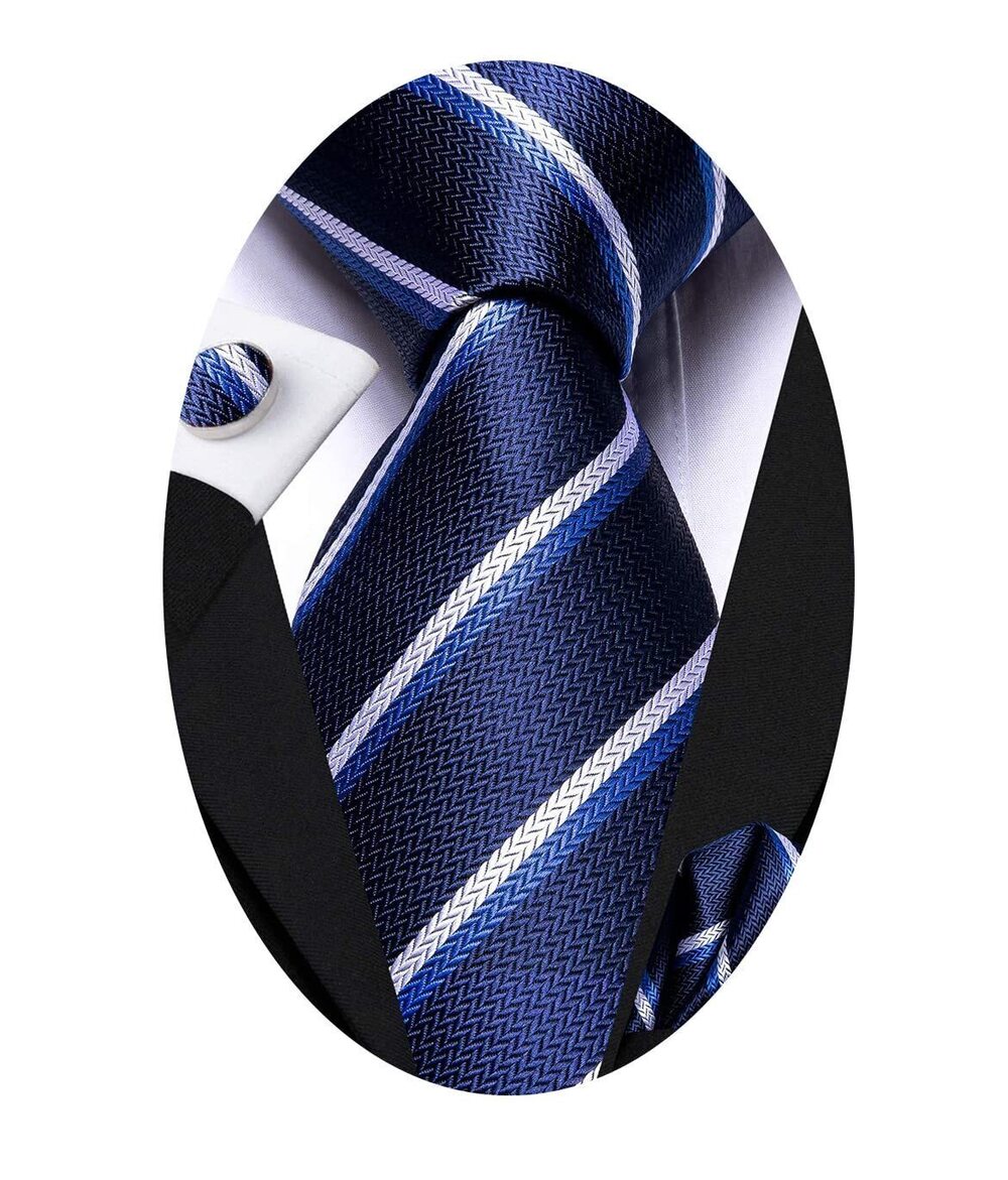 2835 Ties Sets Silk Stripe Paisley Necktie Pocket Square Cufflinks